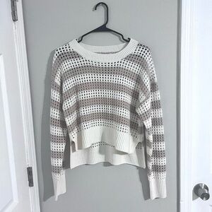 Pink Rose boho beige & cream crochet sweater